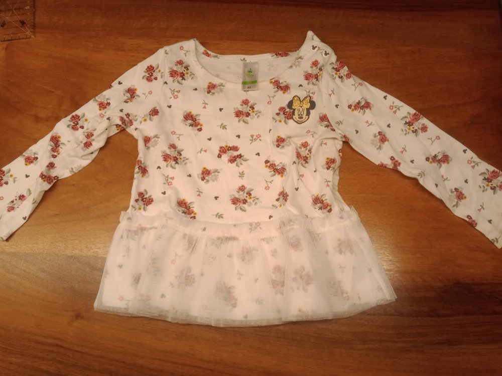 Sweatshirt Minnie Maus weiss mit Blumen Gr. 92