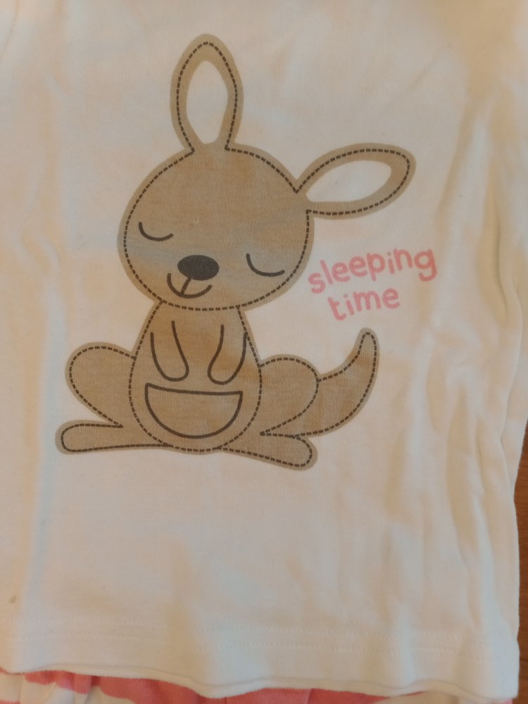 2-teiliges Pijama weiss/rosa Hase