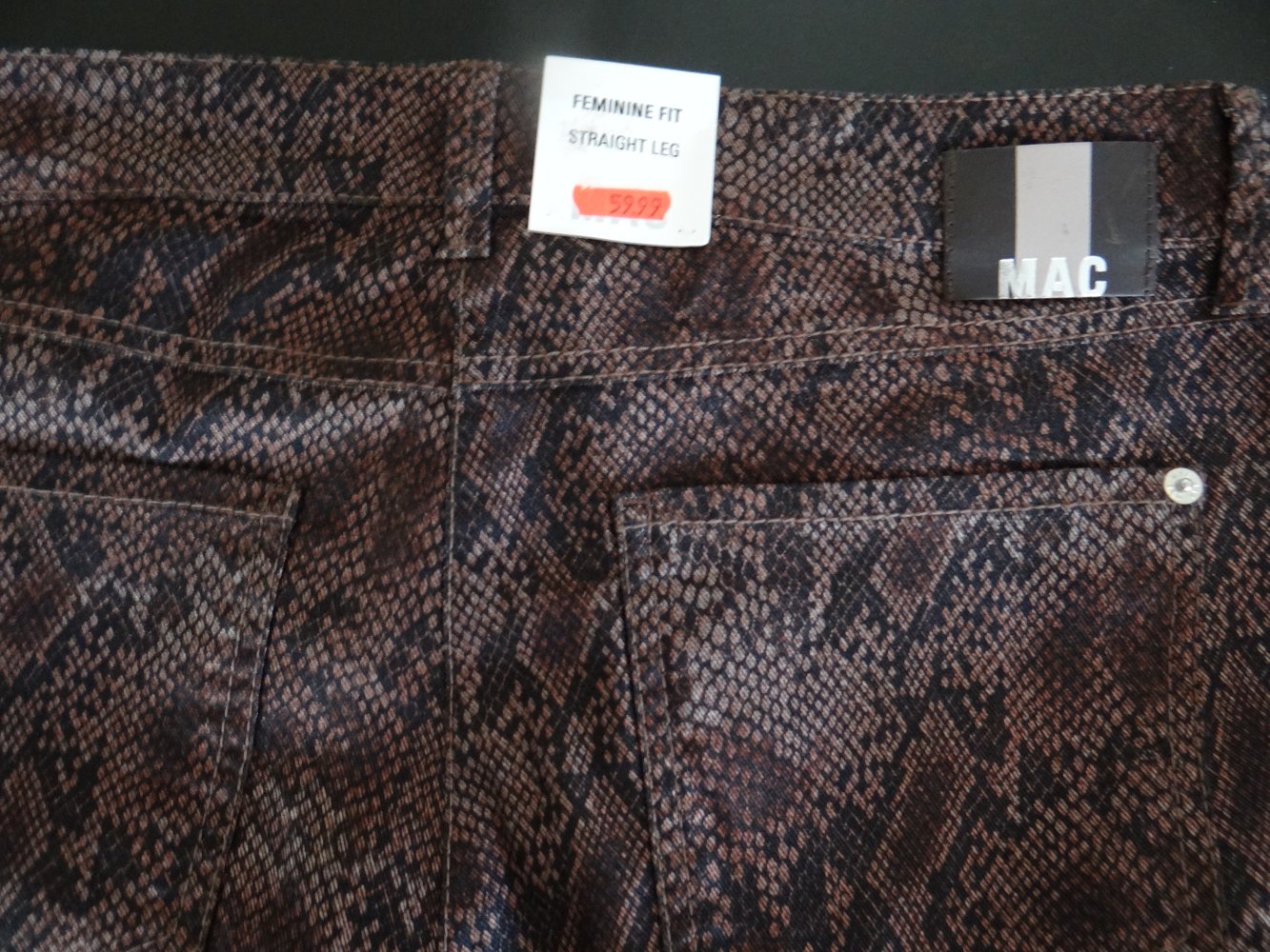 NEU MAC Damen Jeans Melanie Straight   Gr. 42/30 Stretch braun - schwarz Schlangenmuster
