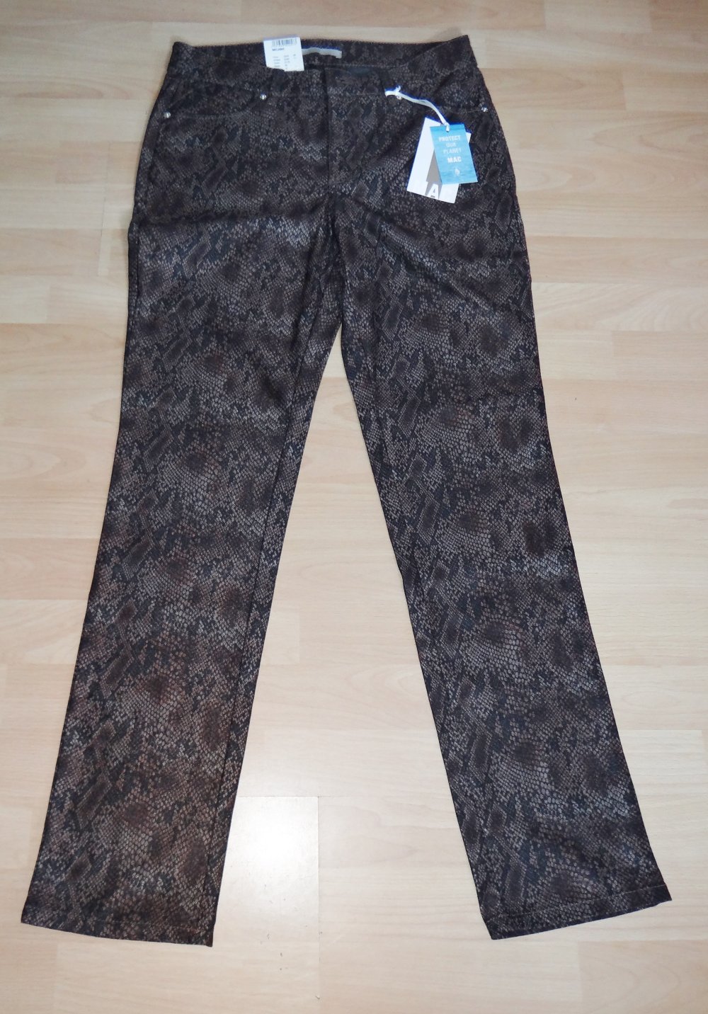 NEU MAC Damen Jeans Melanie Straight   Gr. 42/30 Stretch braun - schwarz Schlangenmuster