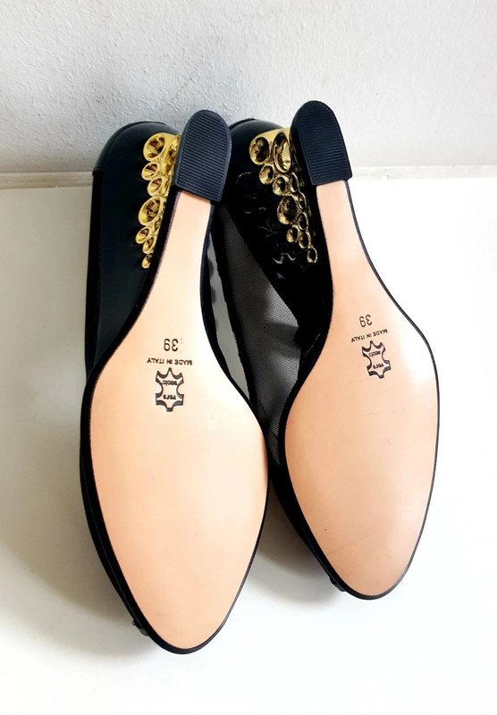 Damenschuhe Fa. Sguro / ital. / Pumps Exclusiv schwarz & Gold Gr.39 NEU