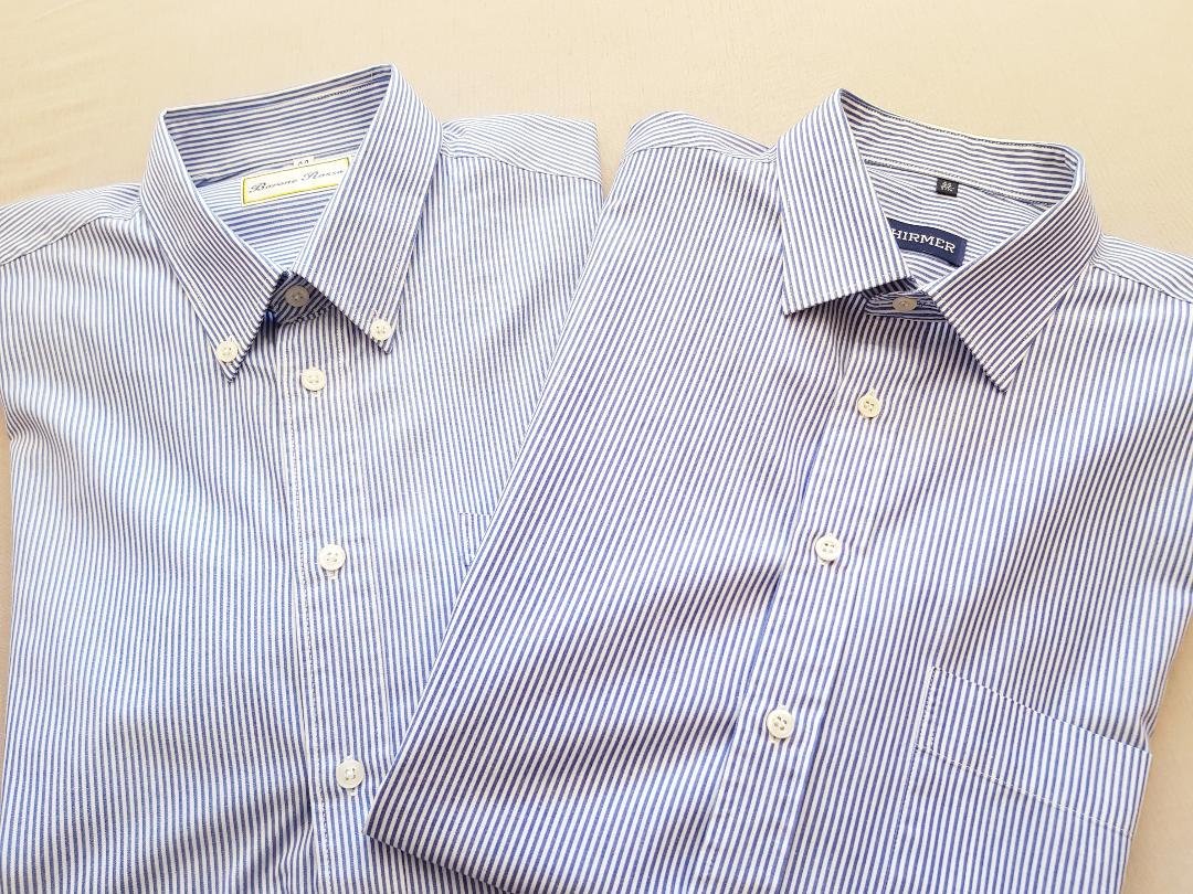 2 Hemden blau weiß dezent gestreift f. Herren Gr.44