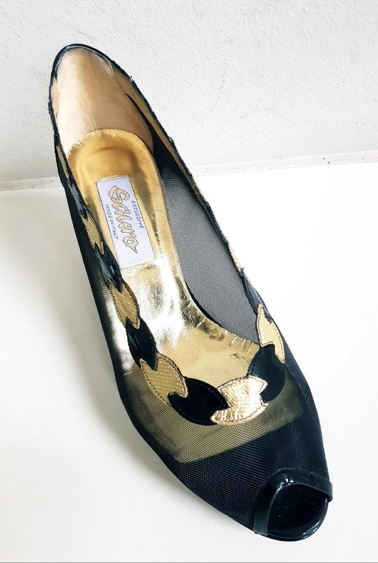 Damenschuhe Fa. Sguro / ital. / Pumps Exclusiv schwarz & Gold Gr.39 NEU