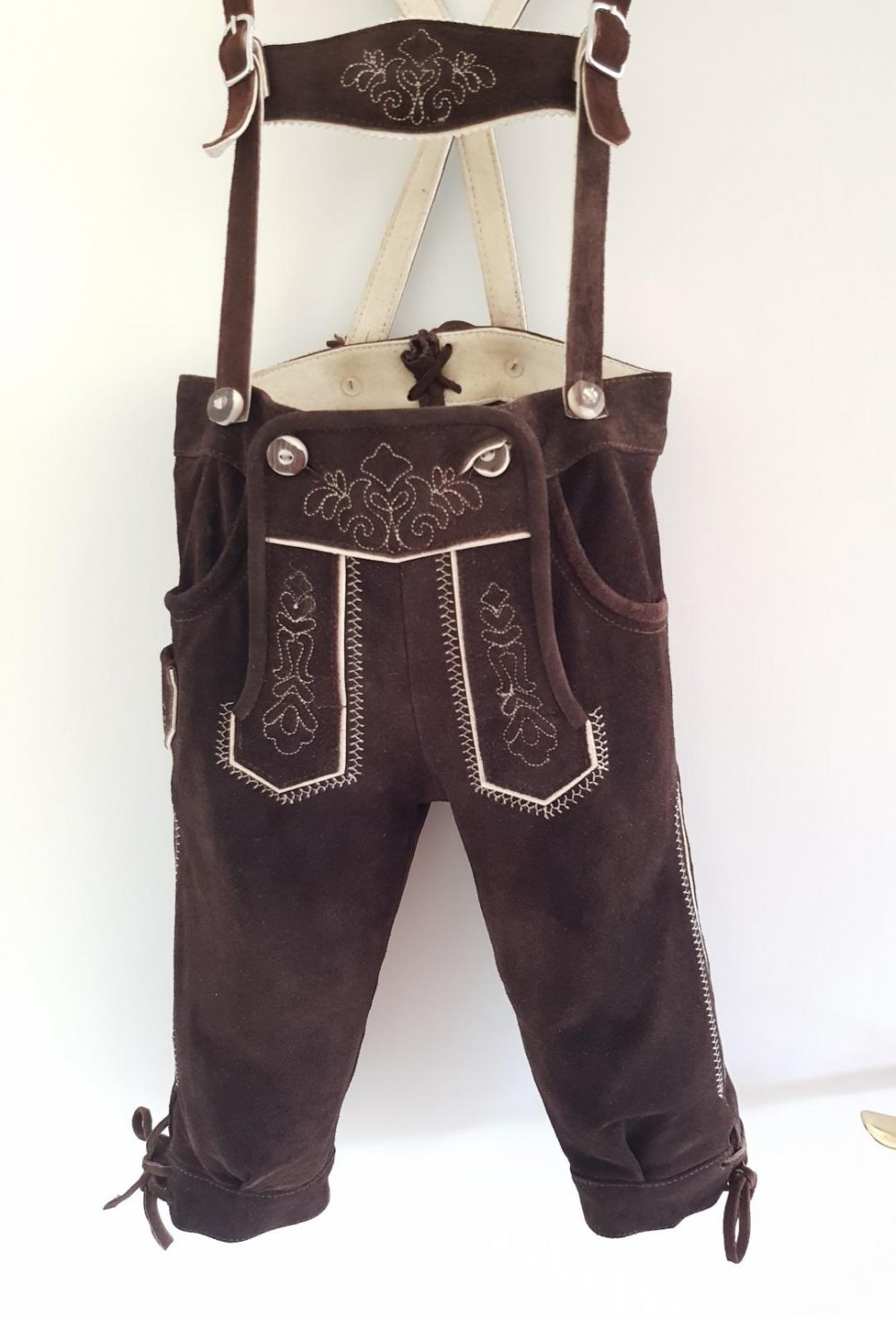 Kniebundlederhose Kinder Kniebundhose m. Stegträger Gr. 110 echt-Leder