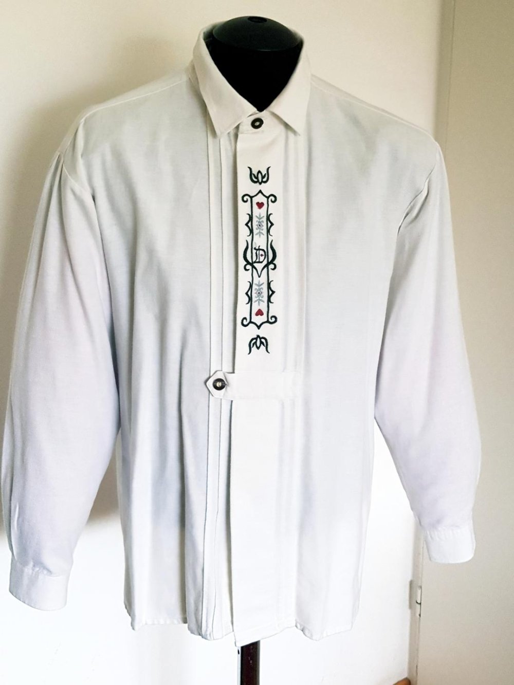 Trachtenhemd Fa. Distler Original weiß Baumwolle m. Stickerei Gr. XL-43/44