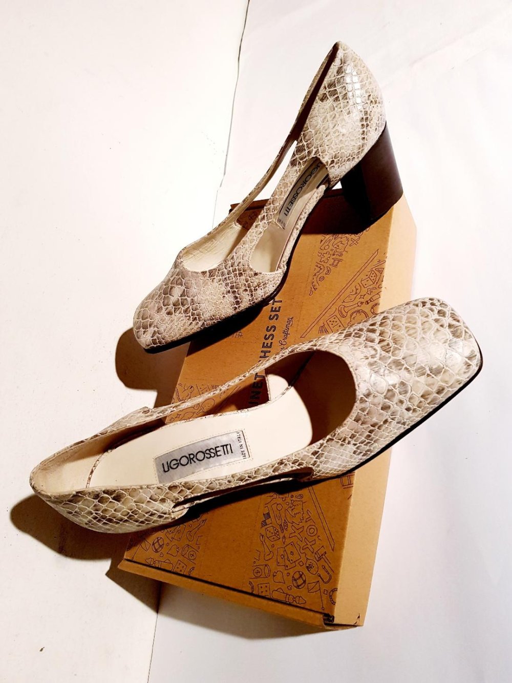 Damenschuhe Ugo Rossetti  Pumps, Schlangen-Print Leder, Gr. 39 Neu