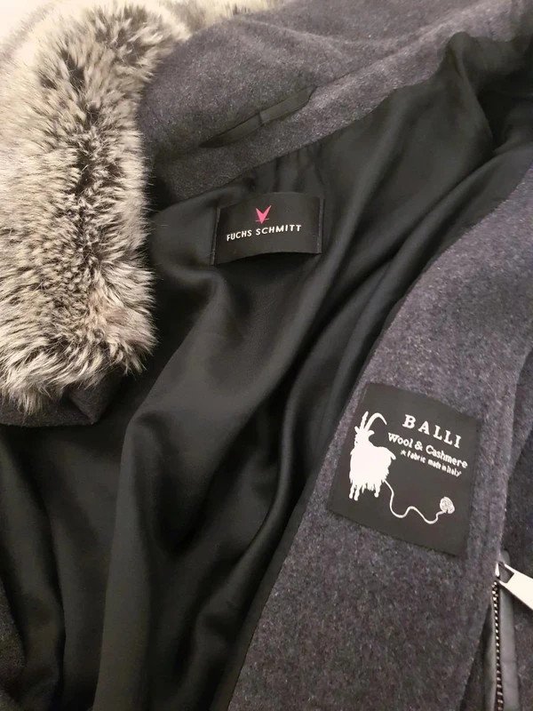 Damenmantel mit Kapuze-Fell v. Fuchs & Schmitt hochwertig/ Cashmere Gr.44 schwarz