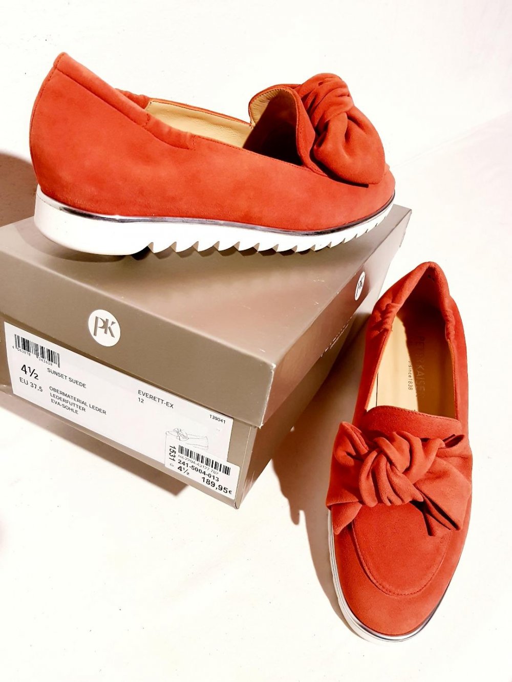 Damenschuhe elegant Wildleder rot mit Schleife Gr 37,5 NEU