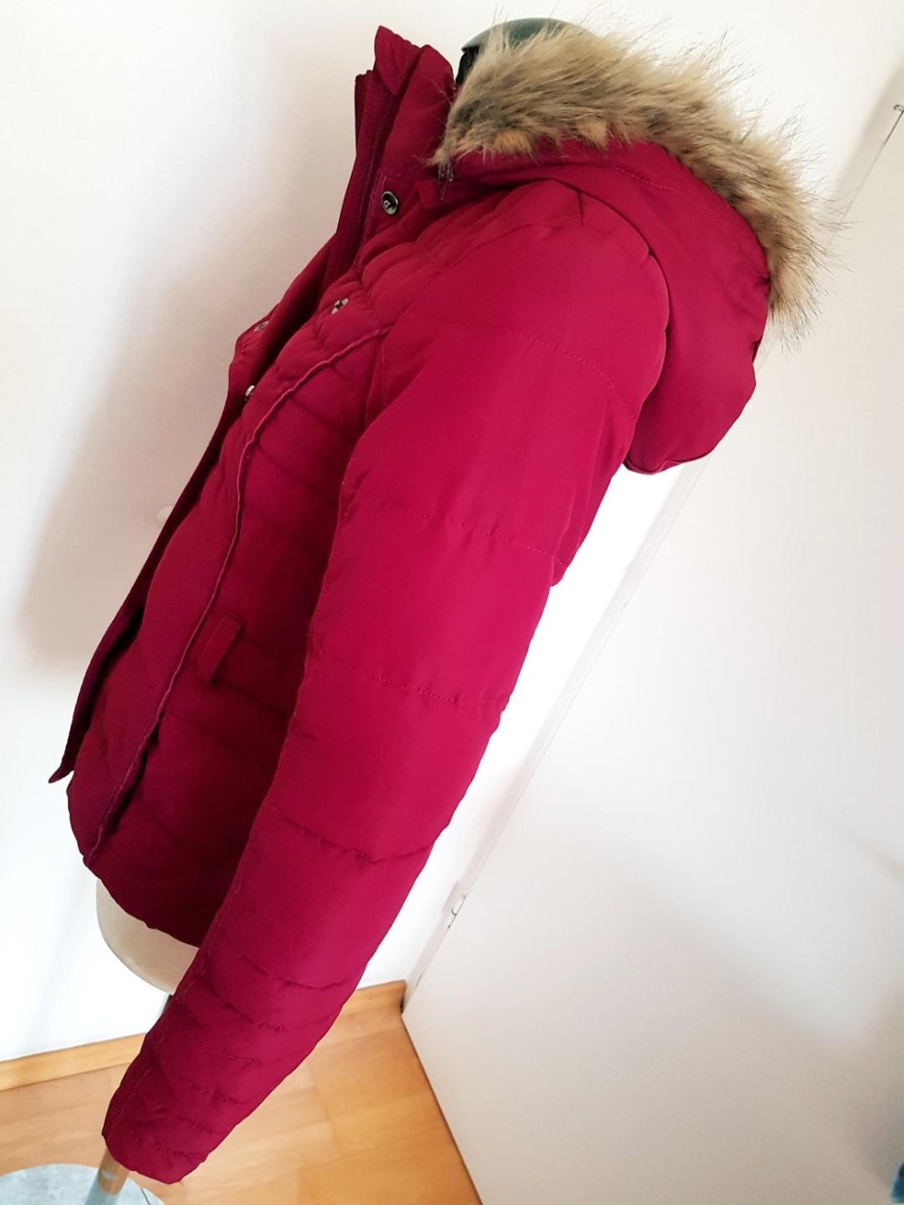 Damenjacke Tom Tailor gesteppt dunkelrot m. Kapuze Gr. -S-
