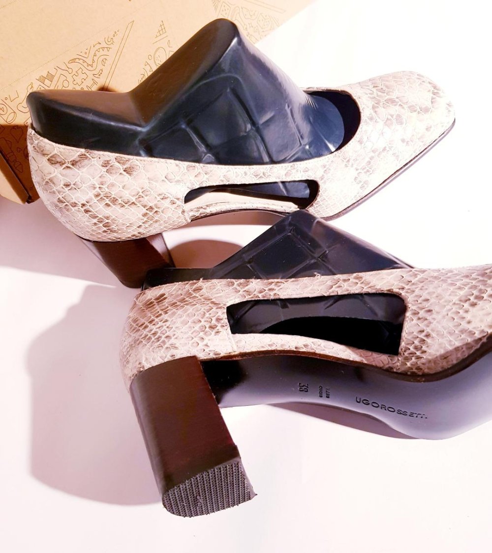 Damenschuhe Ugo Rossetti  Pumps, Schlangen-Print Leder, Gr. 39 Neu