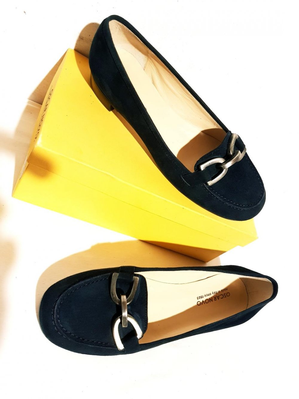 Damenschuhe Flache blau Halbschuhe- Metallic- Brosche Gr. 37 NEU