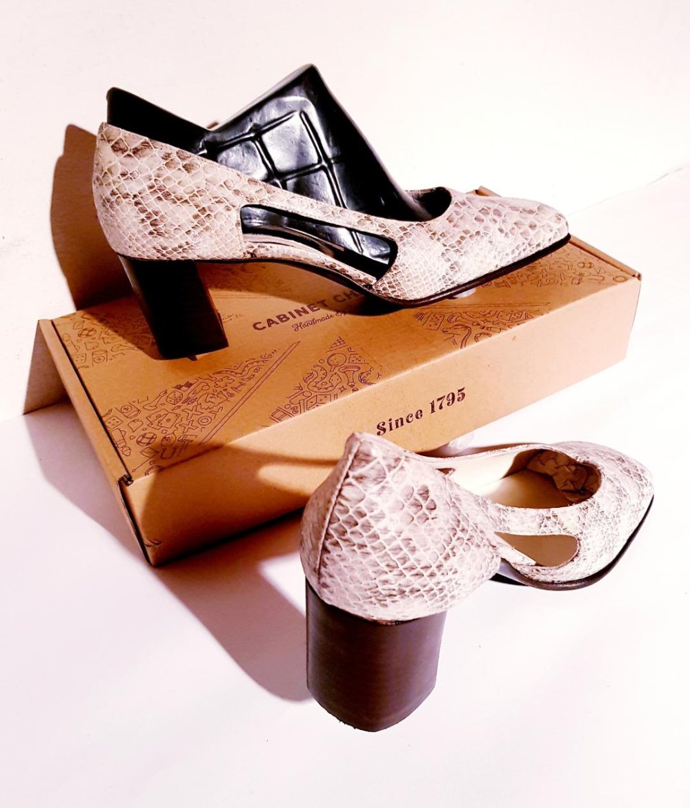 Damenschuhe Ugo Rossetti  Pumps, Schlangen-Print Leder, Gr. 39 Neu