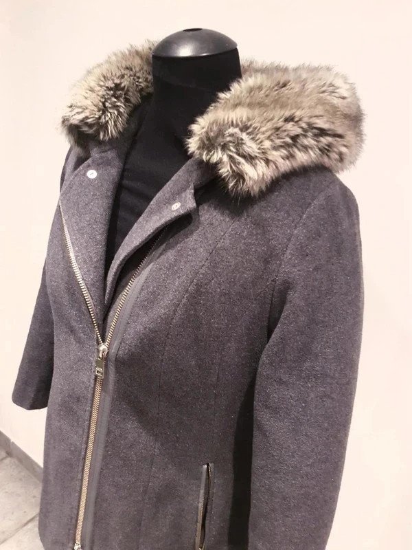 Damenmantel mit Kapuze-Fell v. Fuchs & Schmitt hochwertig/ Cashmere Gr.44 schwarz