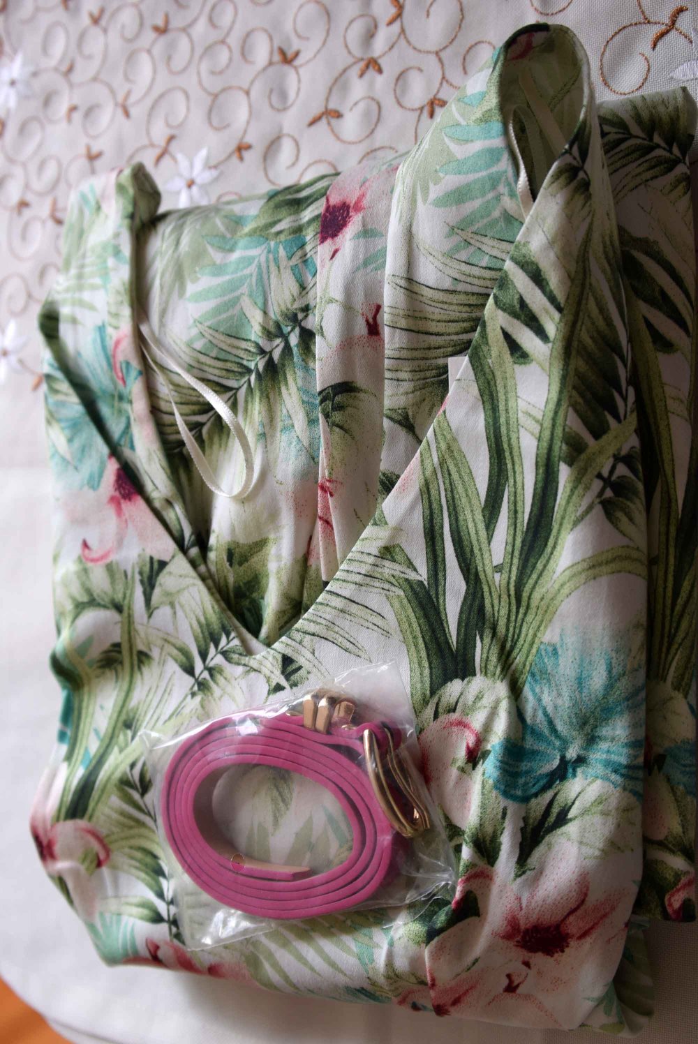 Closet Kleid XL 42 NEU floral grün Sommer Baumwolle Dekoltee 