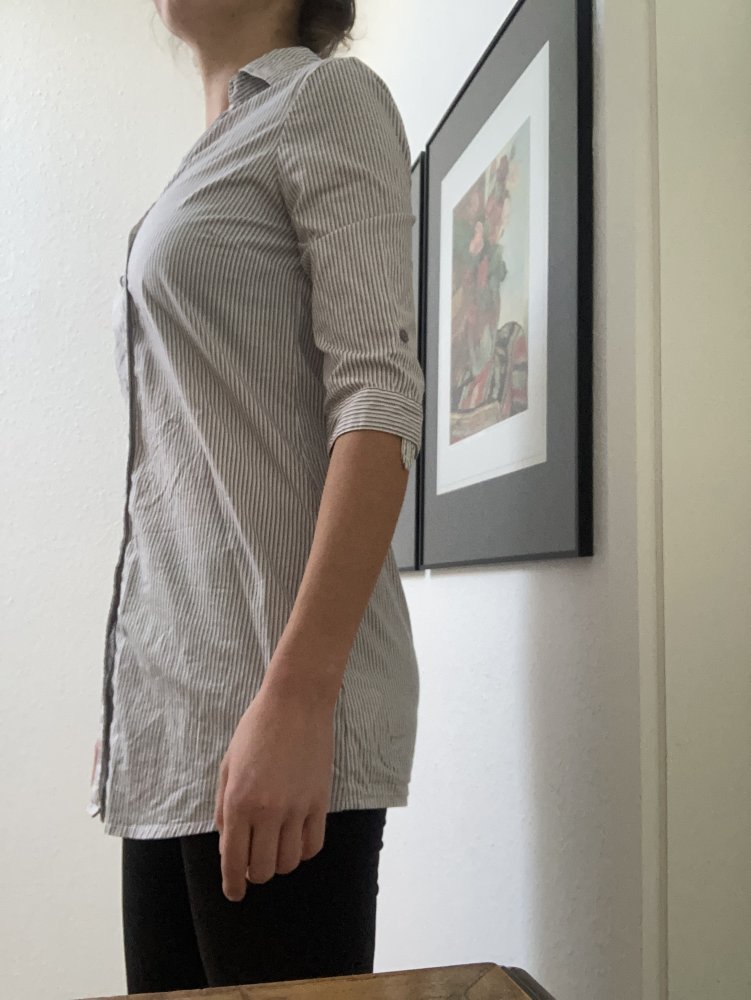 Bluse Vero Moda XS 34 gestreift weiß grau schwarz Top Oberteil Hemd Blogger