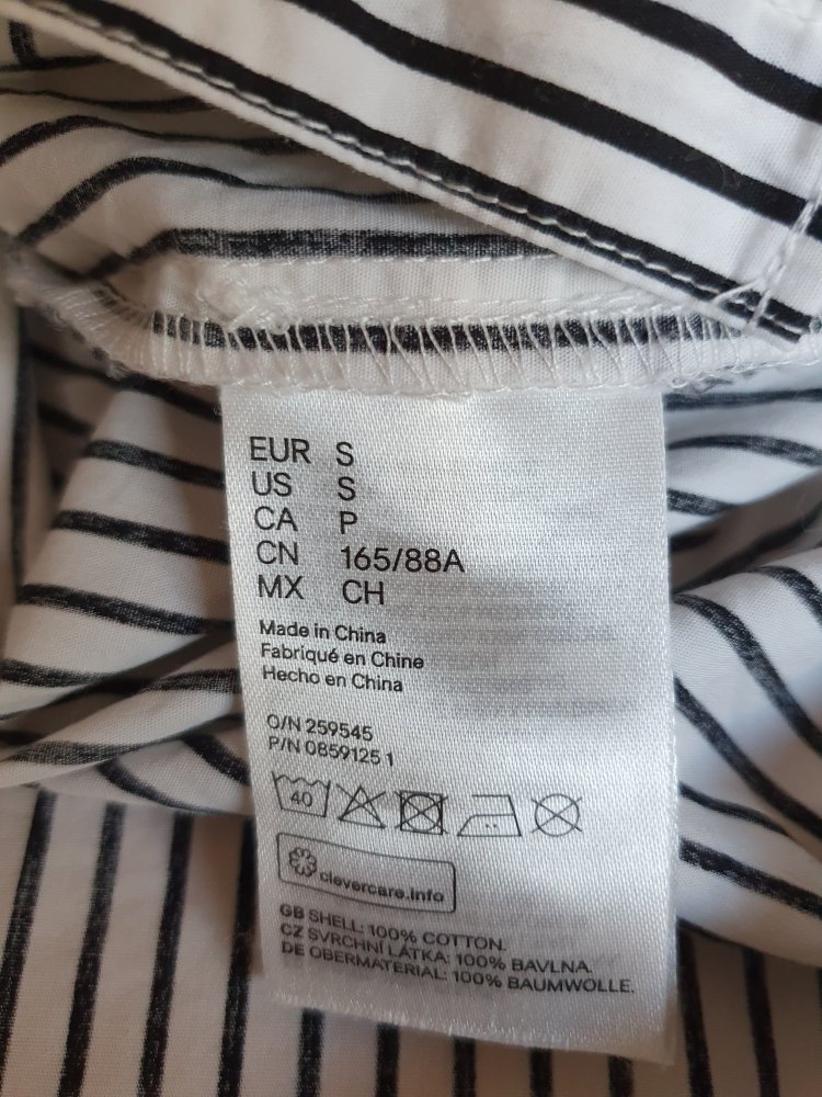H&M Umstandsbluse Mama / Bluse oversized Gr S ( M ) langarm weiß schwarz