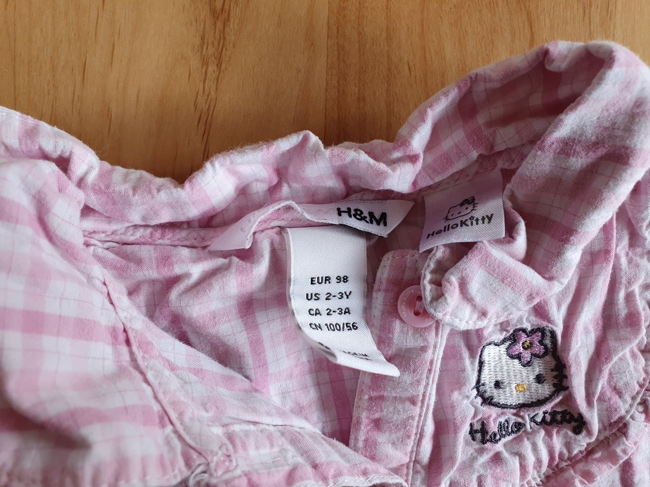 H&M Hello Kitty Mädchen Bluse kurzarm rosa / weiß - Größe 98