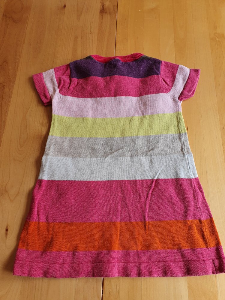 H&M Mädchen Kleid / Strickkleid kurzarm mit Schleife gestreift / bunt Gr. 98/104