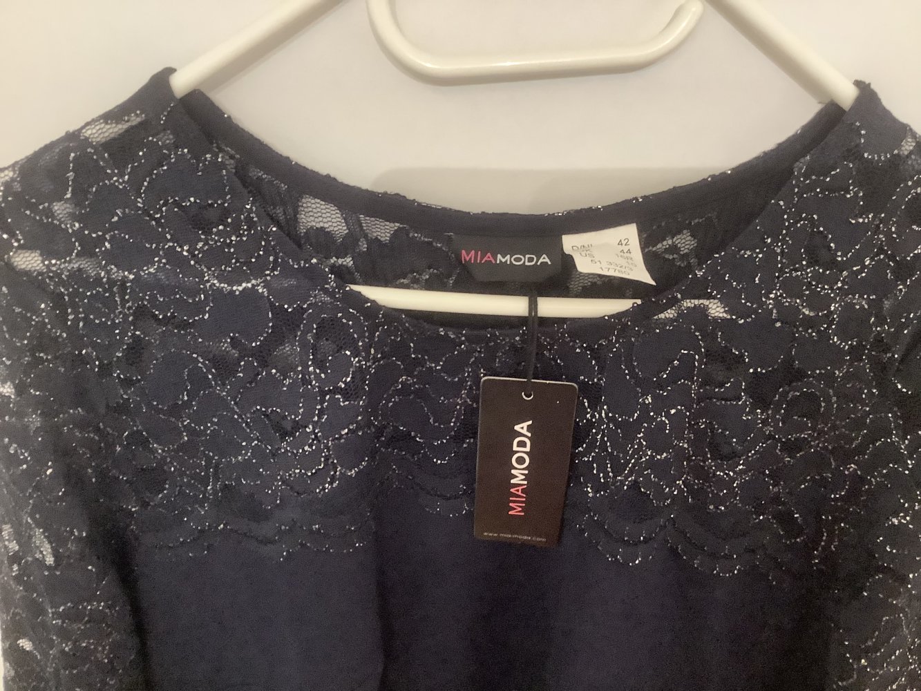 MIAMODA KLEID MIT DER SPITZE GR.42 neu Marine