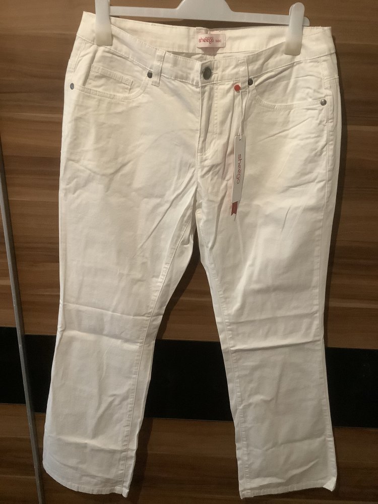 Sheego Bootcuthose Elastische Twill-Qualität Gr. 44 neu weiss