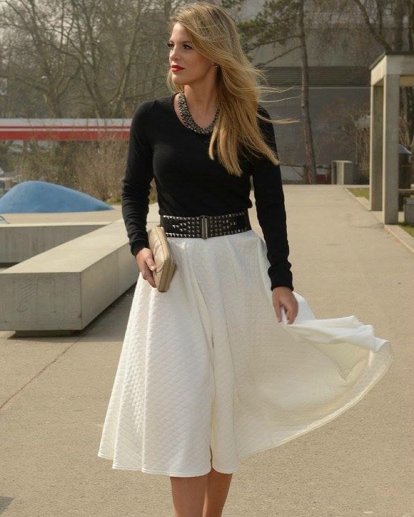 Flared Scuba Skirt (Ivory)