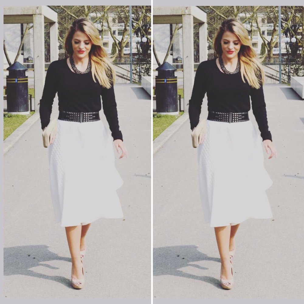 Flared Scuba Skirt (Ivory)