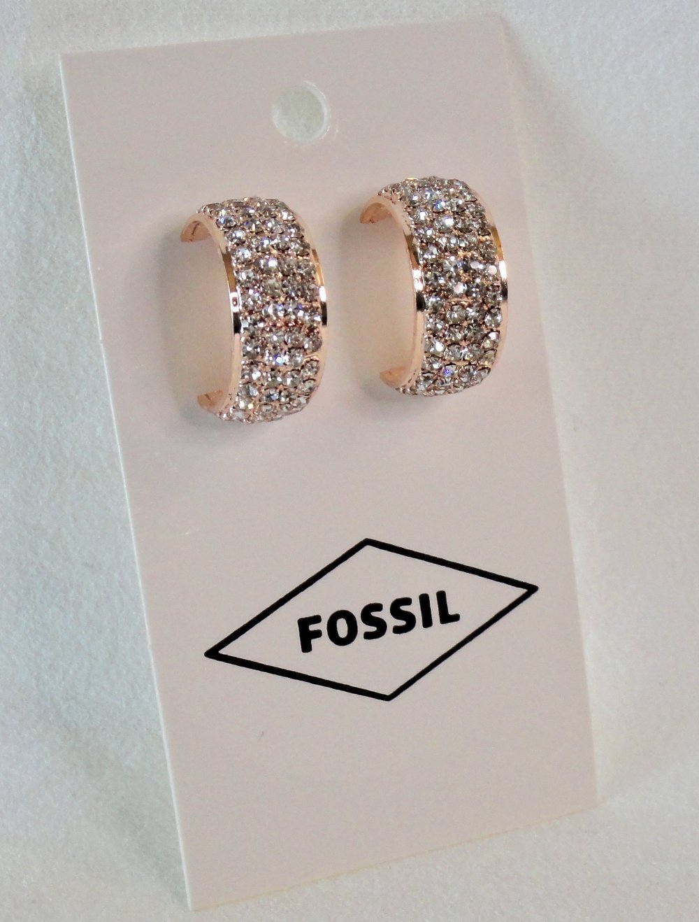 NEU Fossil Ohrring Damen Rosegold strass steinchen