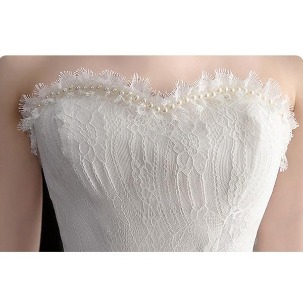 Vorn Kurz Hinten Lang Vokuhila Edelkleid Ärmelloses Brautkleid Weiß L
