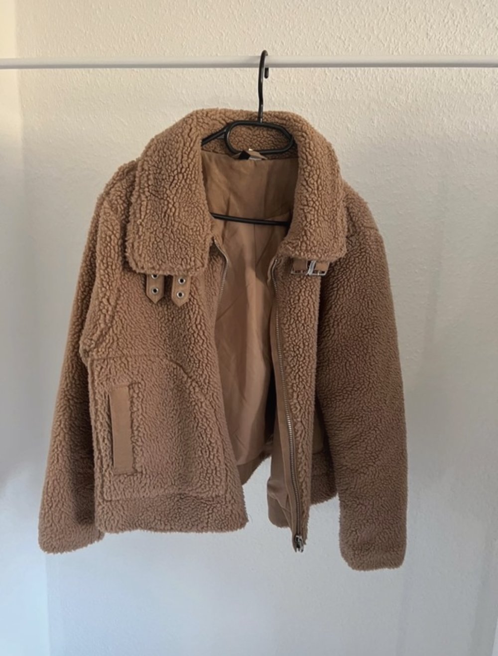 braune Felljacke, H&M, Größe M