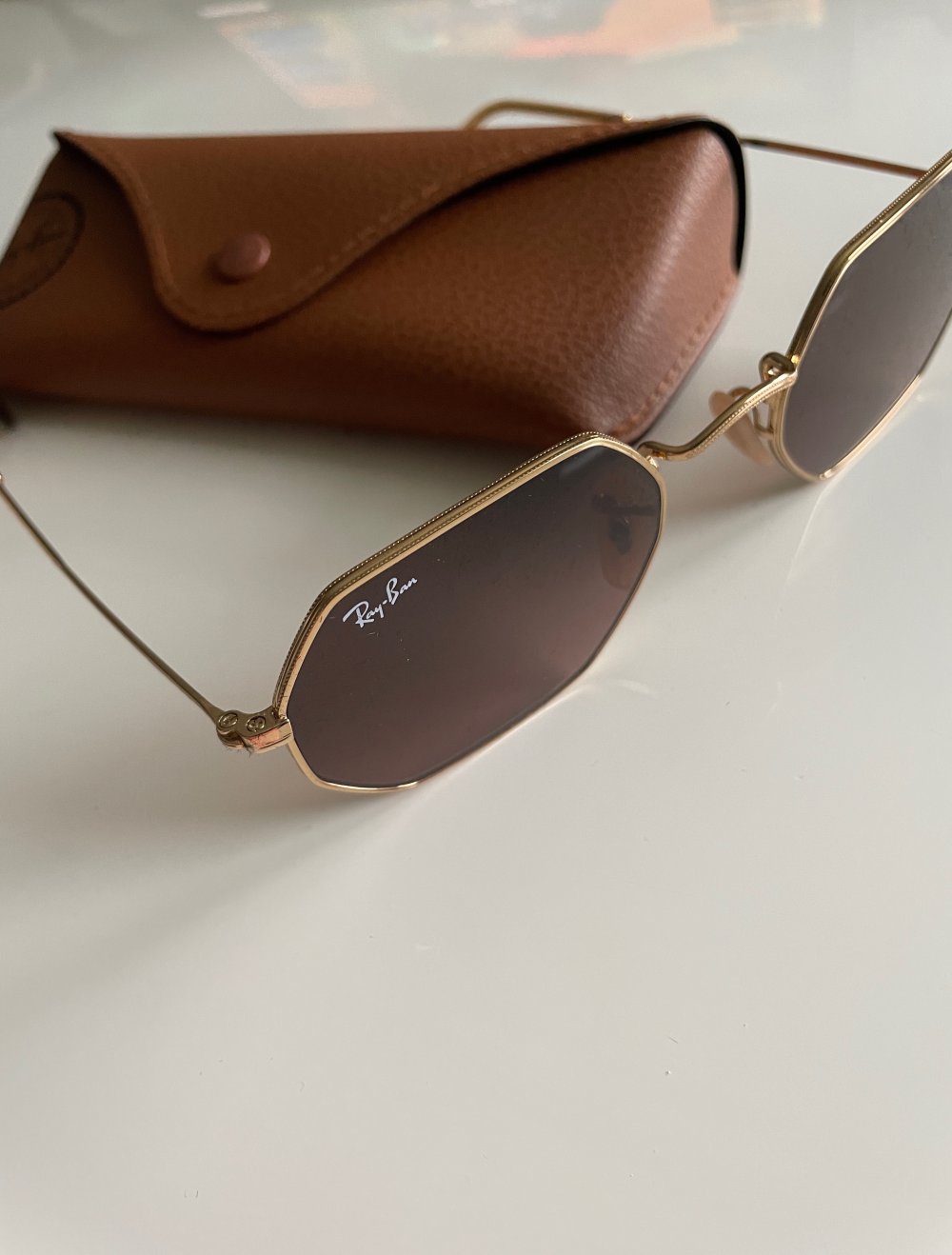 Ray ban Sonnenbrille octagonal Braun gold