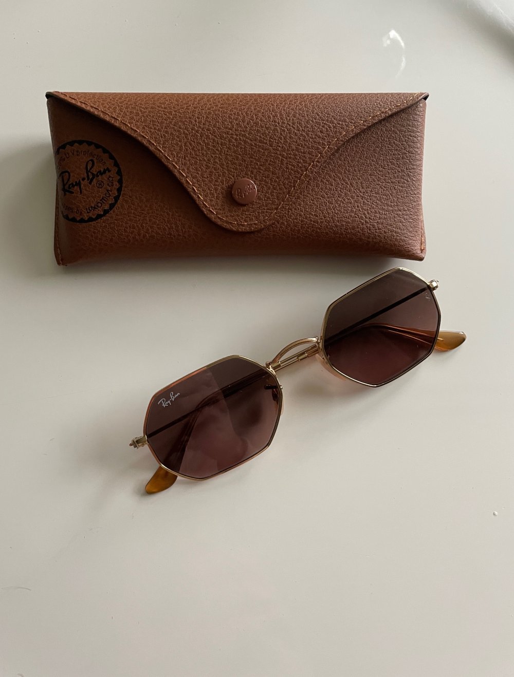 Ray ban Sonnenbrille octagonal Braun gold