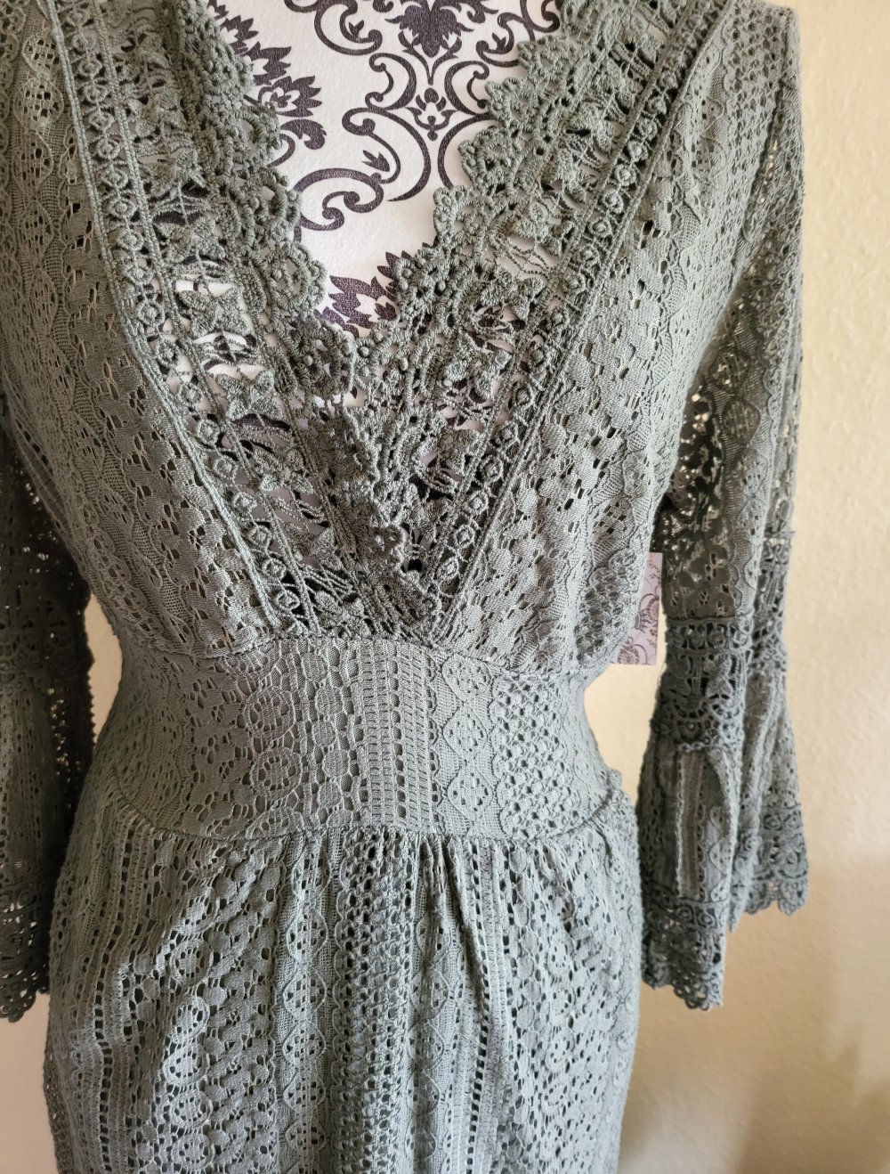 Boutique - Maxikleid - Einheitsgröße S-L - khaki - Spitzenkleid  - Neu