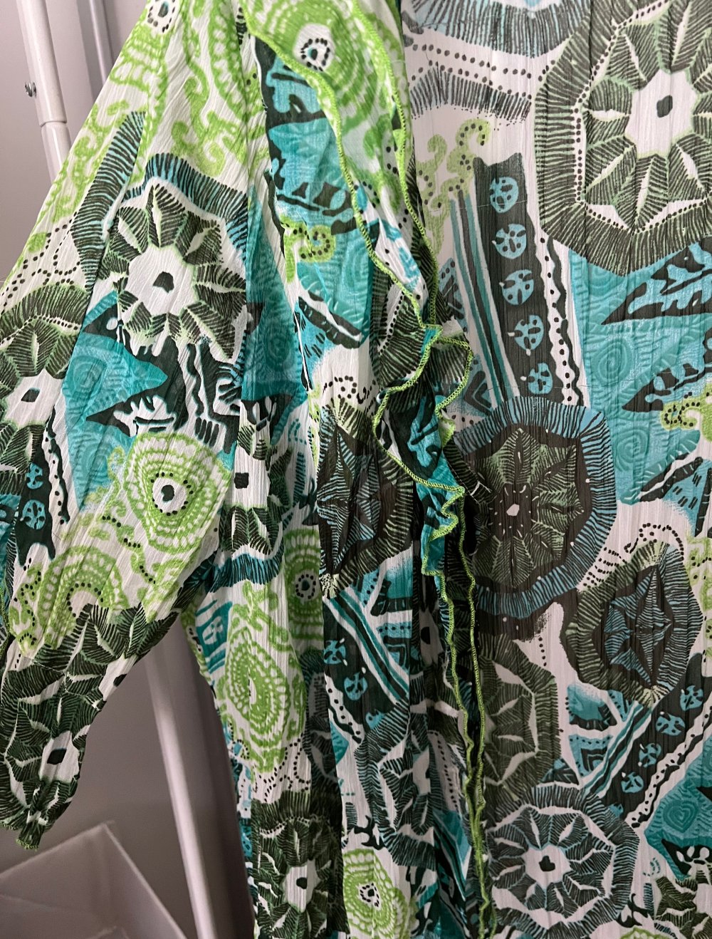 Leichte Sommer Bluse 3/4 Ärmel mit Muster Bunt Größe 44