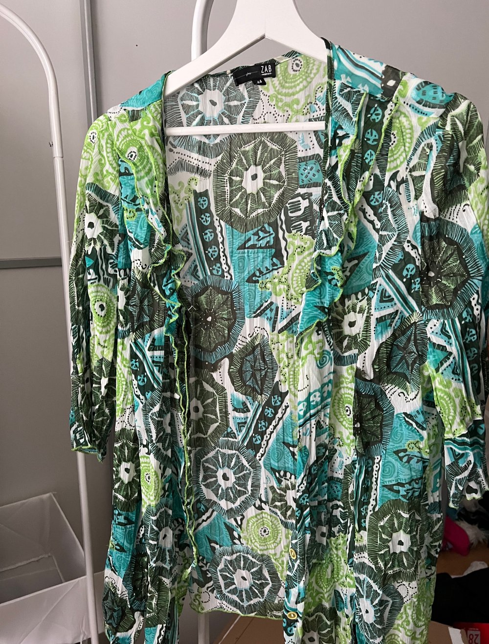 Leichte Sommer Bluse 3/4 Ärmel mit Muster Bunt Größe 44