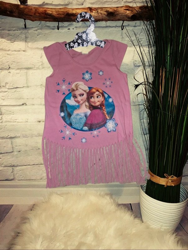 T-shirt, shirt, top mit Fransen Gr.104, Anna und Elsa, Eiskönigin, Frozen Anna & Elsa Top mit Fransen Gr.104