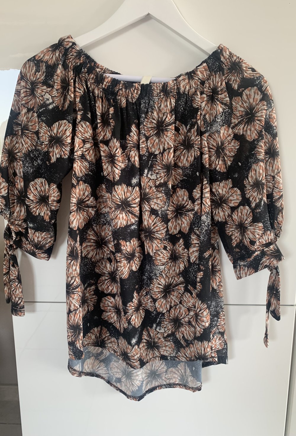 Carmen Bluse mit Blumenprint Gr. M