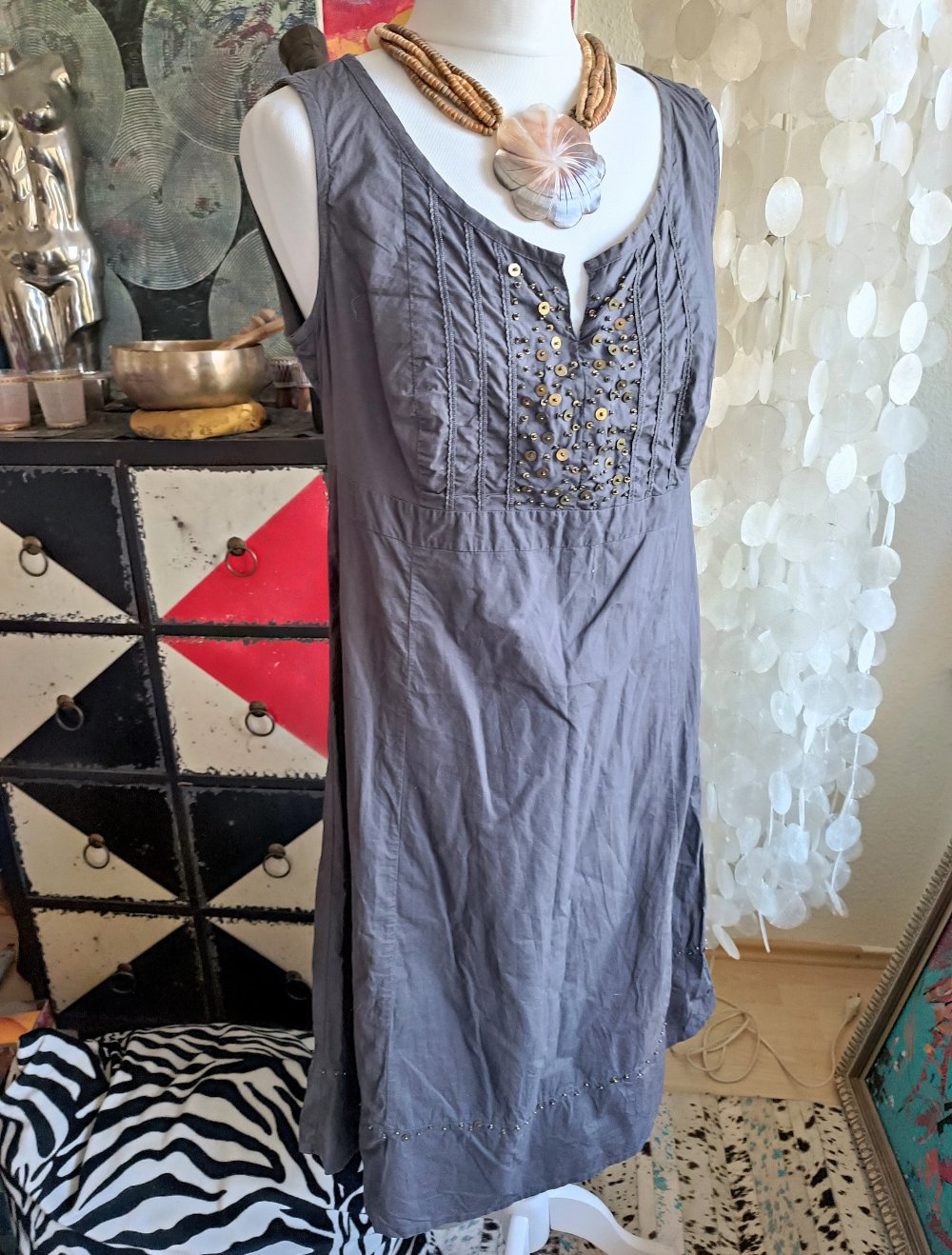 tolles Sommerkleid - Pailletten und Perlen • Esprit • Klassisch schick braun gold • 100% Cotton • 40/M