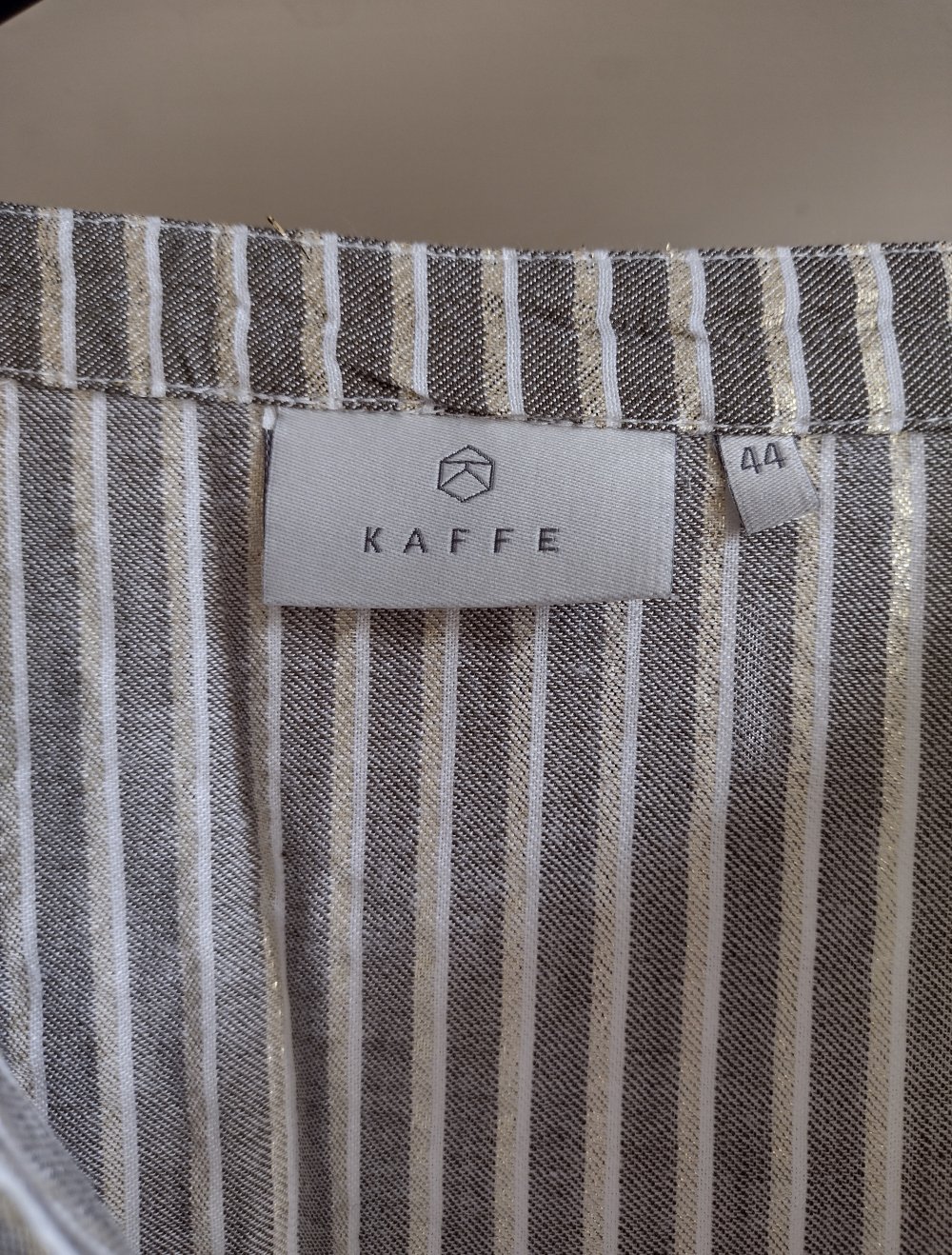KAFFE, edle Tunika mit Streifen, beige/oliv/gold, Baumwolle,XXL