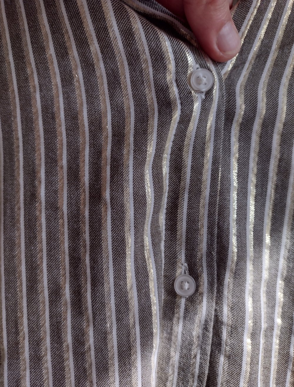 KAFFE, edle Tunika mit Streifen, beige/oliv/gold, Baumwolle,XXL