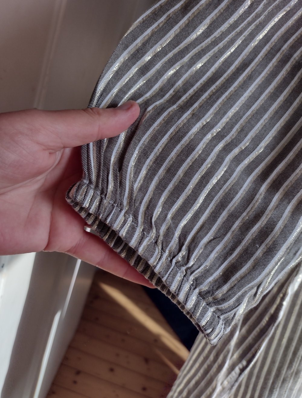KAFFE, edle Tunika mit Streifen, beige/oliv/gold, Baumwolle,XXL