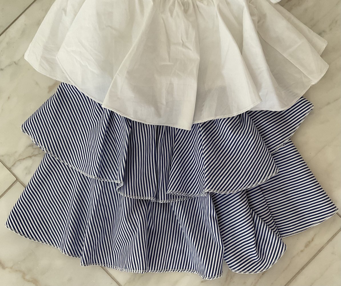 Wunderschöne neue Tunika, Bluse, Oberteil, blau, weiß, Streifen, Volants