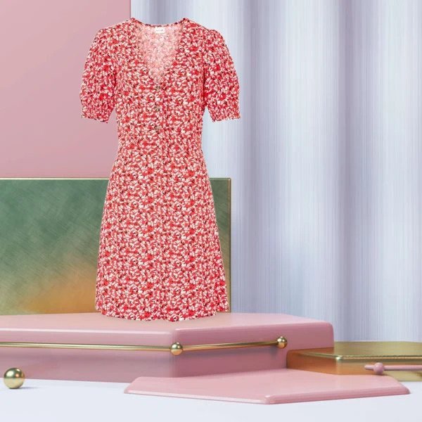 Kleid Rot Weiß Geblümt Größe 36