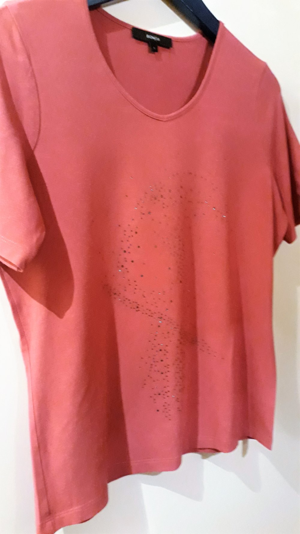 Schickes Damen-T-Shirt von Bonita, Gr.38, pink mit Strass, nur 3,50€