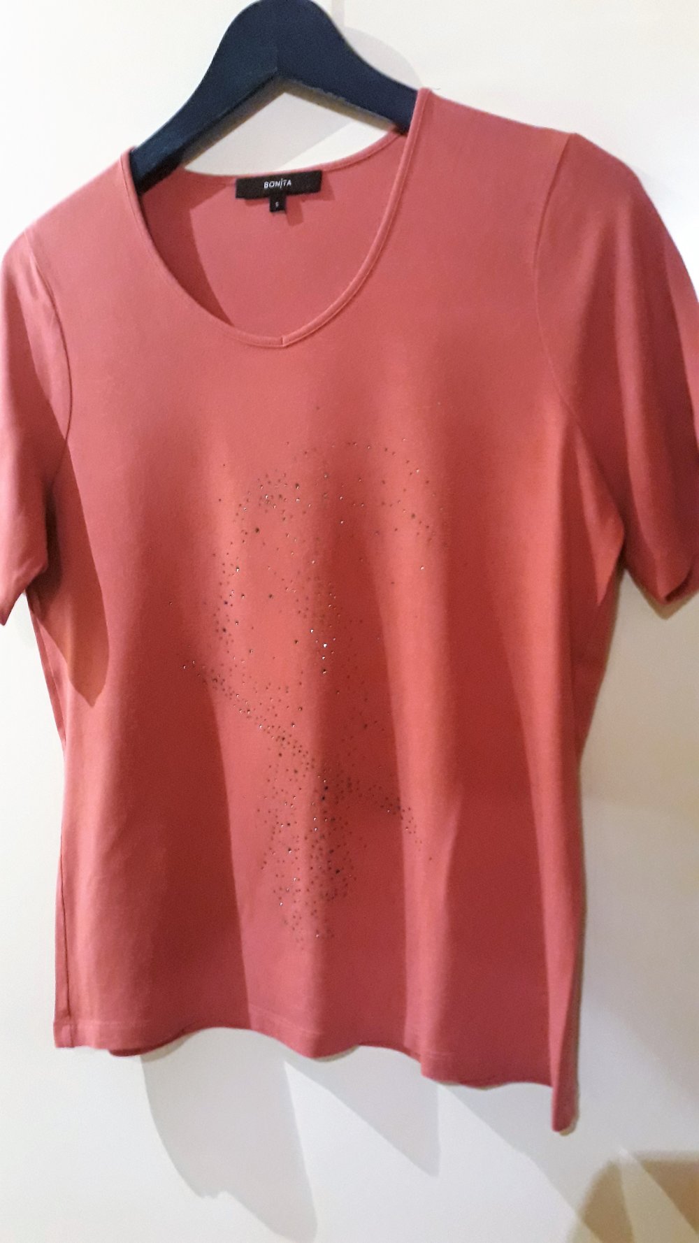 Schickes Damen-T-Shirt von Bonita, Gr.38, pink mit Strass, nur 3,50€