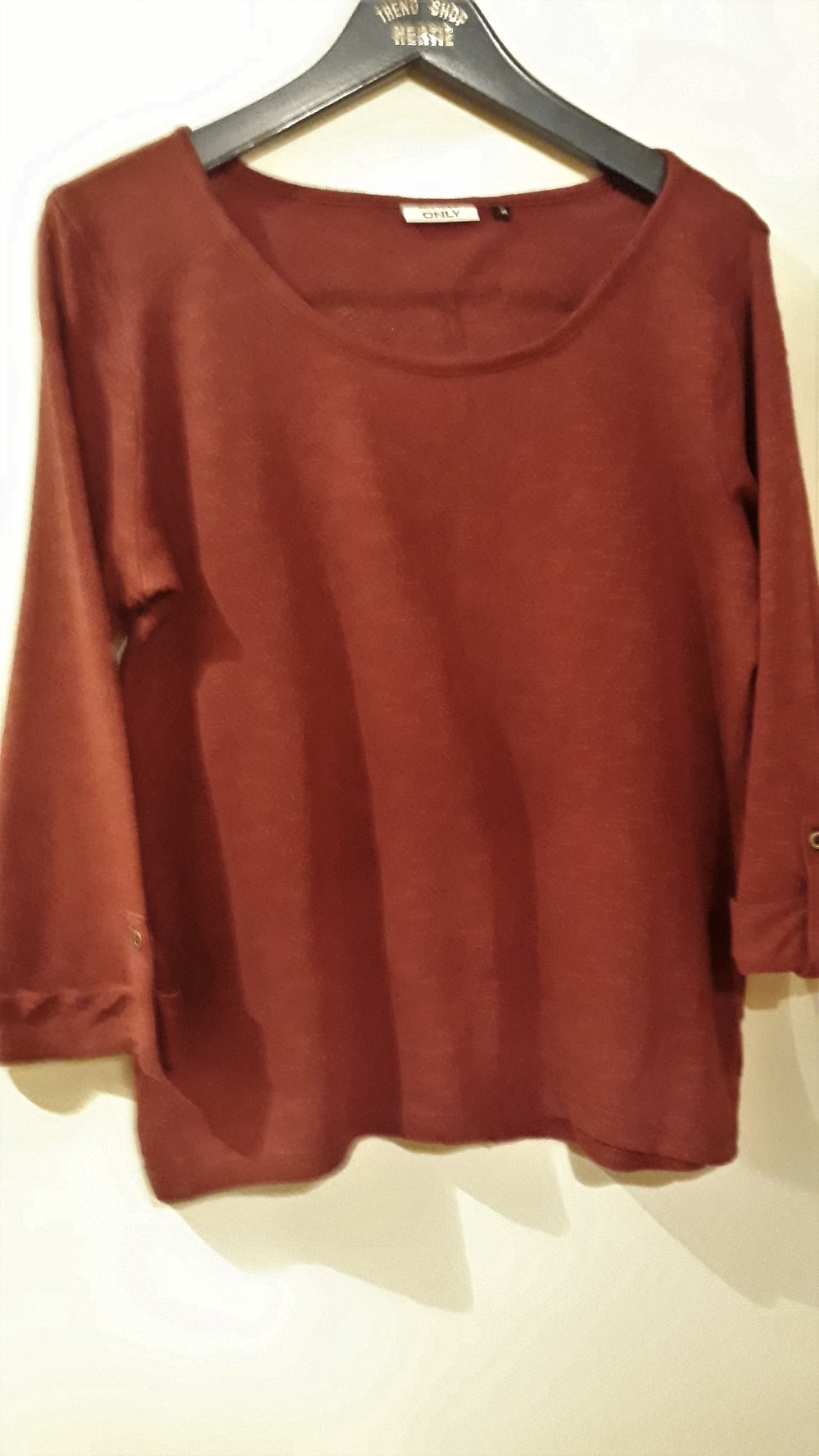 Gutes Damenshirt von Only, Gr. M, weinrot, Baumwolle, für nur 3,50€