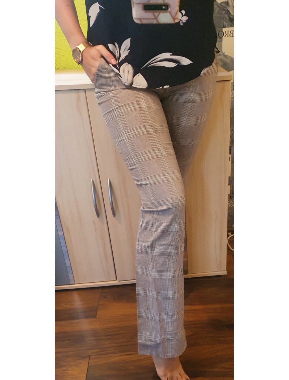 Elegante leichte Hose Karo