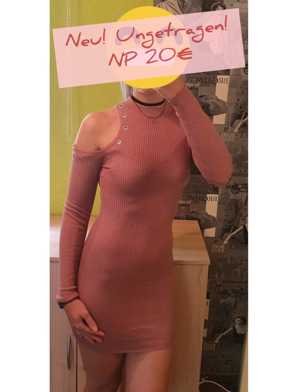 Rosa Kleid Cutouts Steickkleid