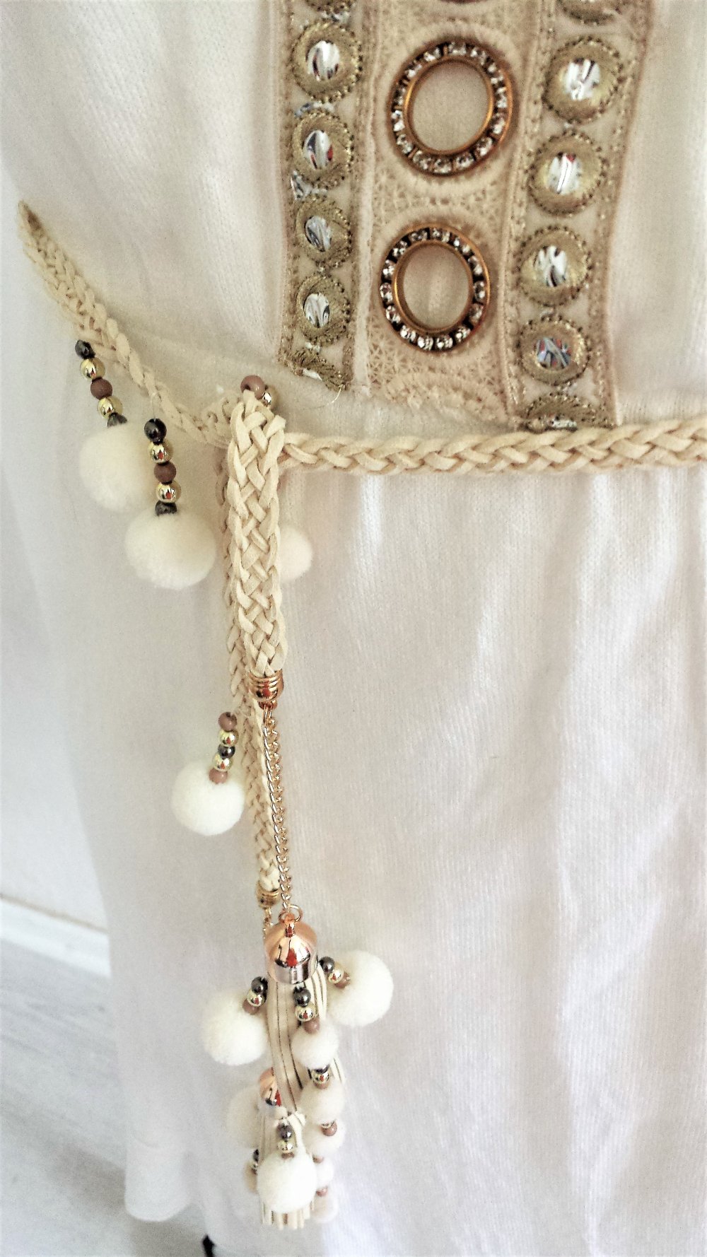 Laura Jane Paris Boho Ibiza Hippie Kleid Tunika mit Applikationen  