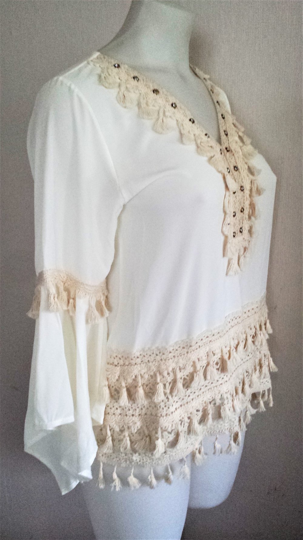 Bluse Tunika Laura Jane Paris Boho Hippie Bohemain Gr. 36/42 sehr Edel 