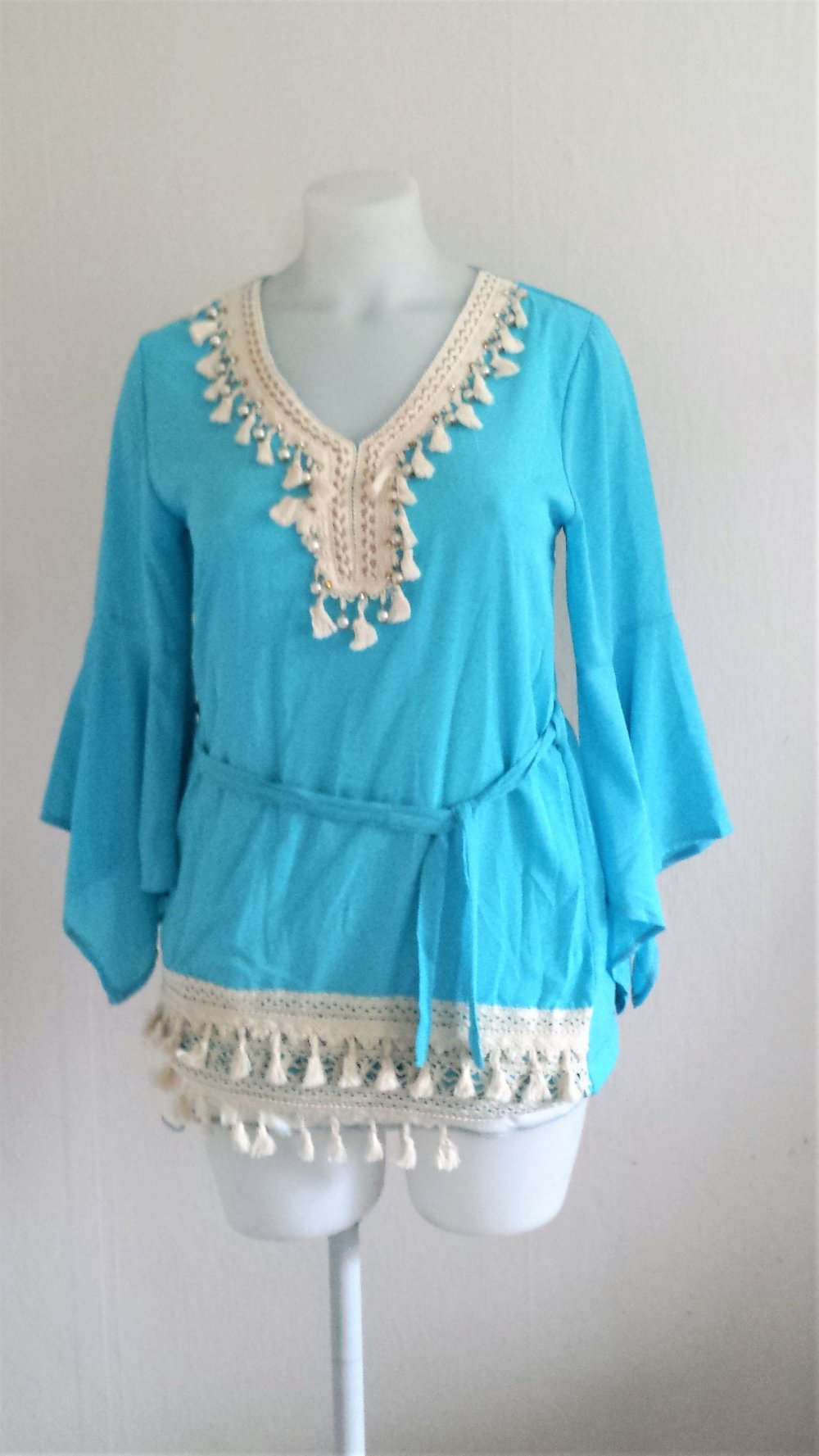 Boho Hippie Ibiza Bluse Tunika Hochwertig Größe 36/40